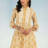 Mustard Lace Collared Tunic for Women