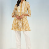 Mustard Lace Collared Tunic for Women