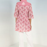 Peach Lace Collared Tunic for Women