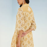 Mustard Lace Collared Tunic for Women