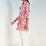 Peach Lace Collared Tunic for Women