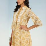 Mustard Lace Collared Tunic for Women