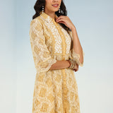 Mustard Lace Collared Tunic for Women