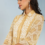 Mustard Lace Collared Tunic for Women