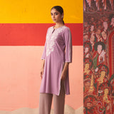 Purple Straight Kurta for Women with Threadwork