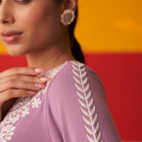 Purple Straight Kurta for Women with Threadwork