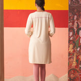 Ivory Kurta for Women with Threadwork and Lace Detailing