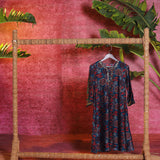 Layla Dark Teal Printed Chanderi Tunic for Women