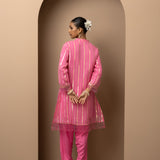 Pink Co-ord Set with Sequin Work Kurta and Dhoti