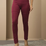 Maroon Long Plain Jegging