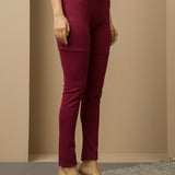 Maroon Long Plain Jegging