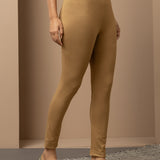 Gold Beige Ankle Length Plain Legging