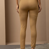 Gold Beige Ankle Length Plain Legging