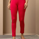 Carrot Red Ankle Length Plain Legging