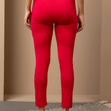 Carrot Red Ankle Length Plain Legging