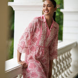 Peach Lace Collared Tunic for Women