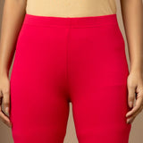 Carrot Red Ankle Length Plain Legging