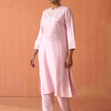 Arziya Pink Embroidered Rayon Kurta Set for Women