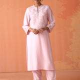 Arziya Pink Embroidered Rayon Kurta Set for Women