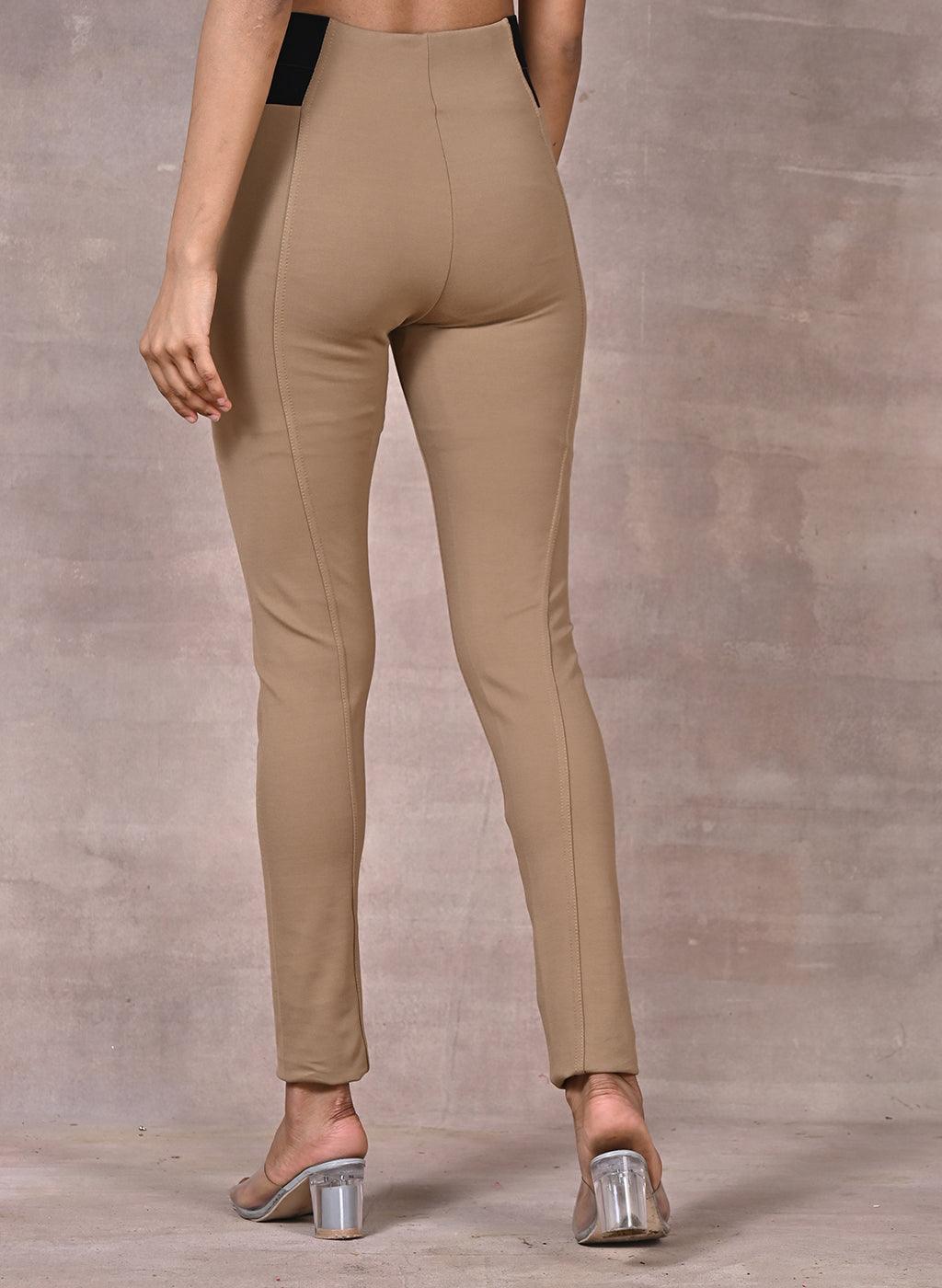 Beige Plain Jegging - Lakshita