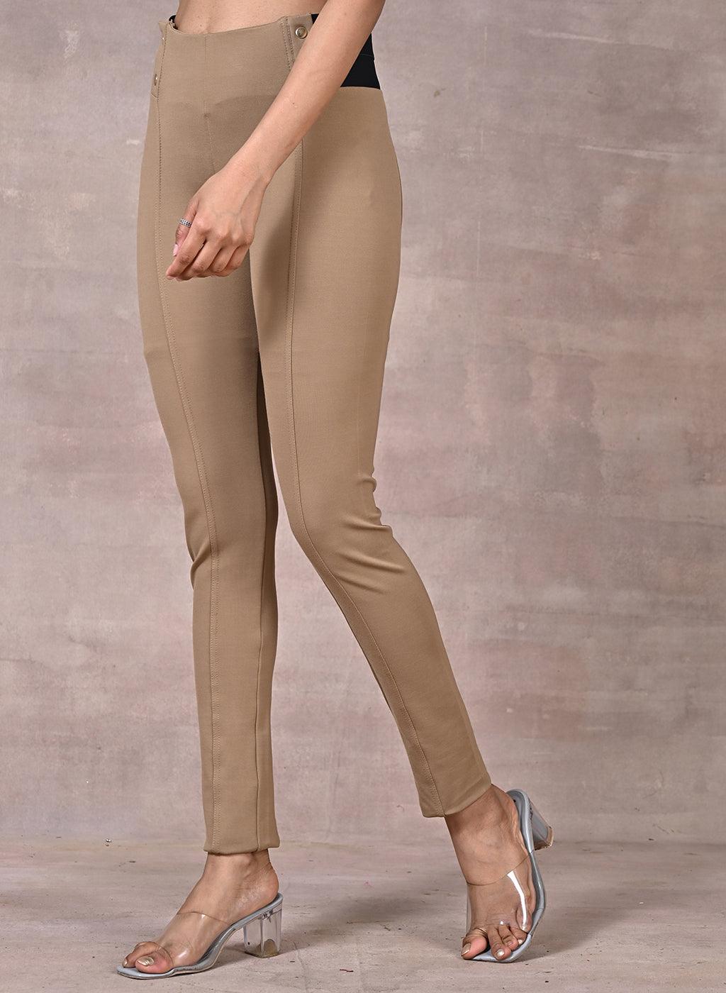 Beige Plain Jegging - Lakshita