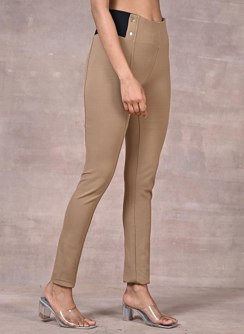 Beige Plain Jegging - Lakshita