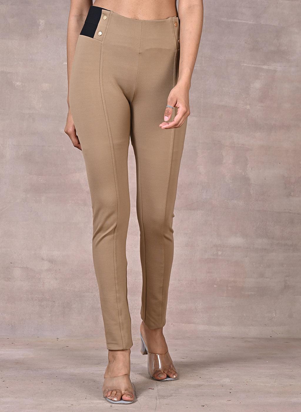 Beige Plain Jegging - Lakshita