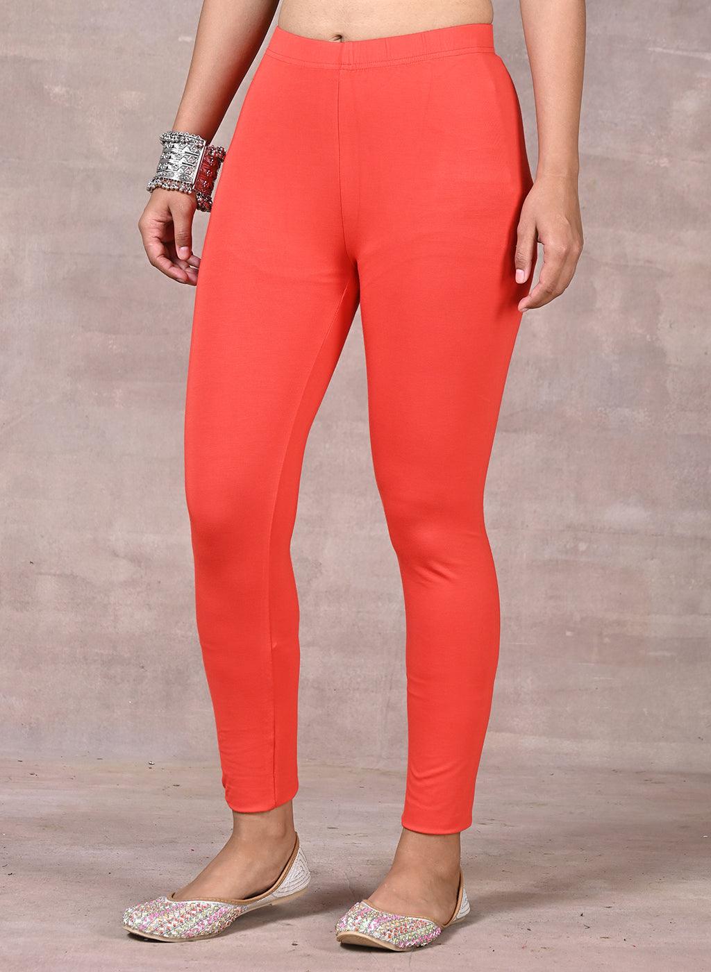 Bright Orange Plain Tight - Lakshita