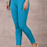 Sofia Turquoise Blue Skinny Fit Leggings for Women