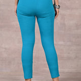 Sofia Turquoise Blue Skinny Fit Leggings for Women