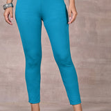 Sofia Turquoise Blue Skinny Fit Leggings for Women