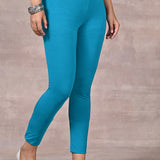 Sofia Turquoise Blue Skinny Fit Leggings for Women