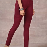 Sofia Dark Maroon Skinny Fit Leggings for Women