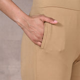 Beige Regular Plain Pants