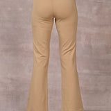 Beige Regular Plain Pants