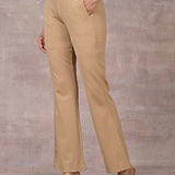 Beige Regular Plain Pants