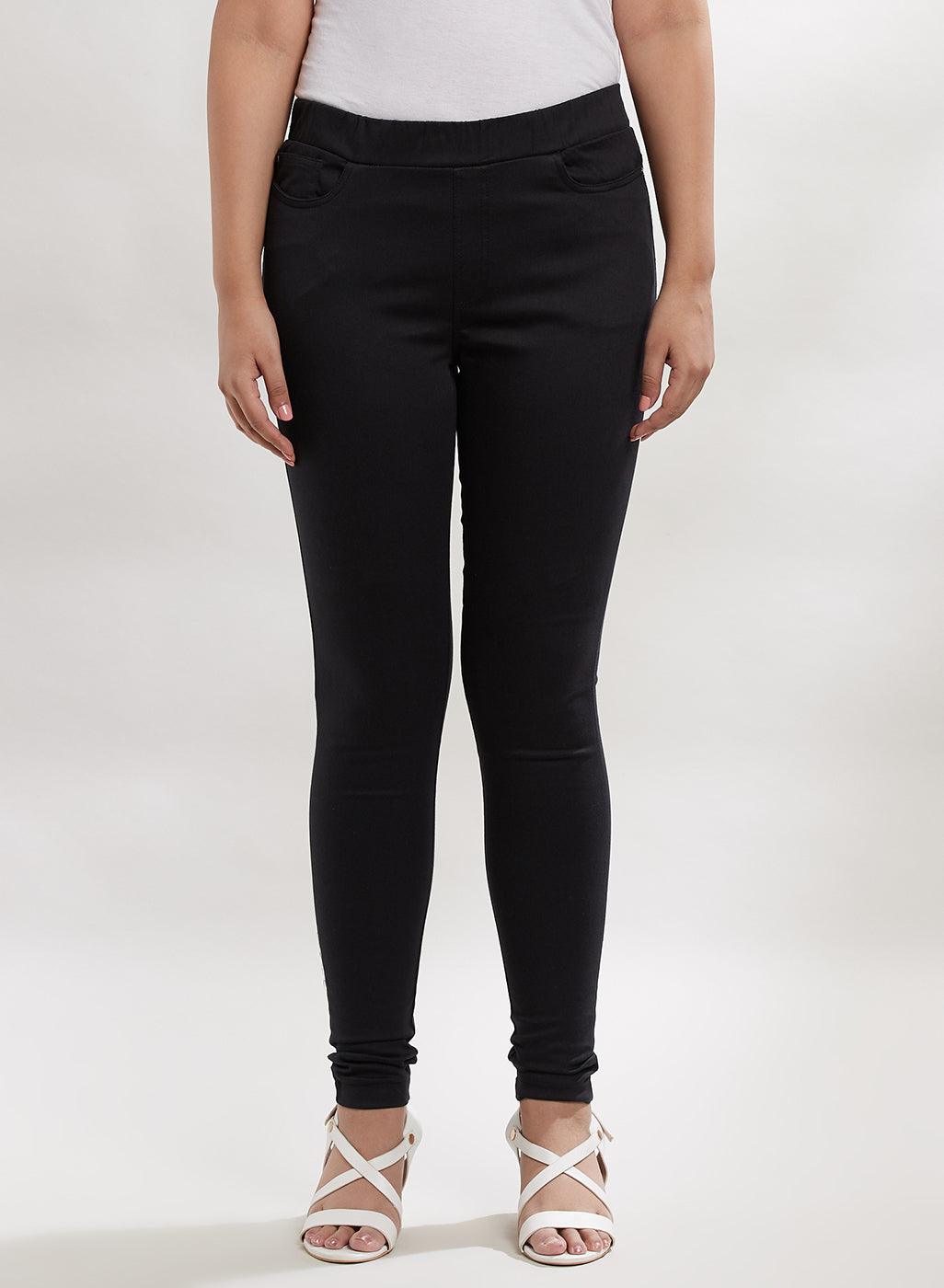 Skin Fit Solid Black Casual Pant - Lakshita