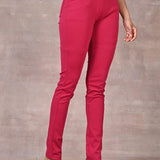 Pink Solid Elastic Jegging with Pocket and Rivets Detailing - Lakshita