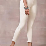 Cream Ankle Length Legging - Lakshita