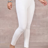 Off White Ankle Length Plain Legging