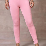 Pink Ankle Length Plain Legging - Lakshita