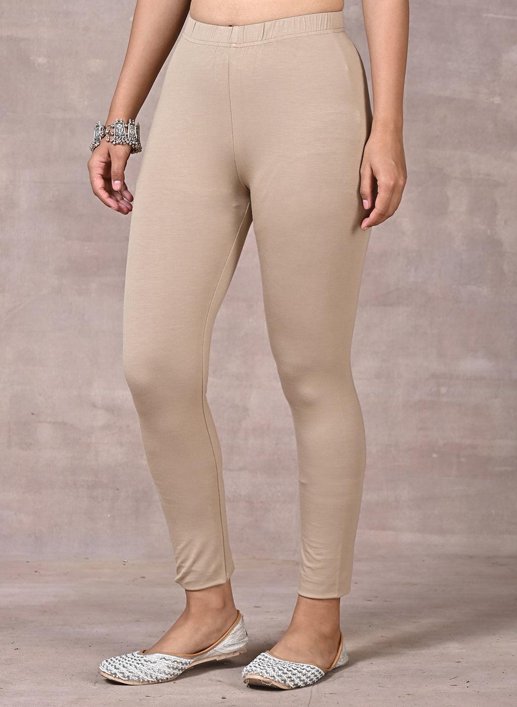 Bright Beige Plain Tight - Lakshita