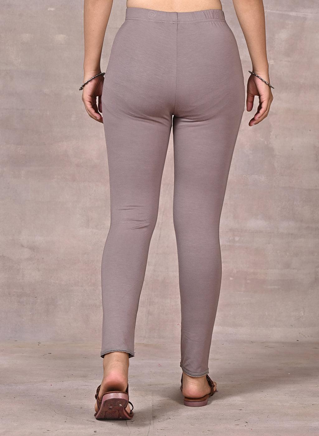 Slate Grey Ankle Length Plain Legging - Lakshita