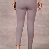 Slate Grey Ankle Length Plain Legging - Lakshita