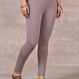 Slate Grey Ankle Length Plain Legging - Lakshita