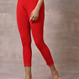 Farah Red Viscose Lycra Leggings for Women