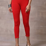 Farah Red Viscose Lycra Leggings for Women