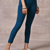 Deep Teal Ankle Length Plain Legging - Lakshita