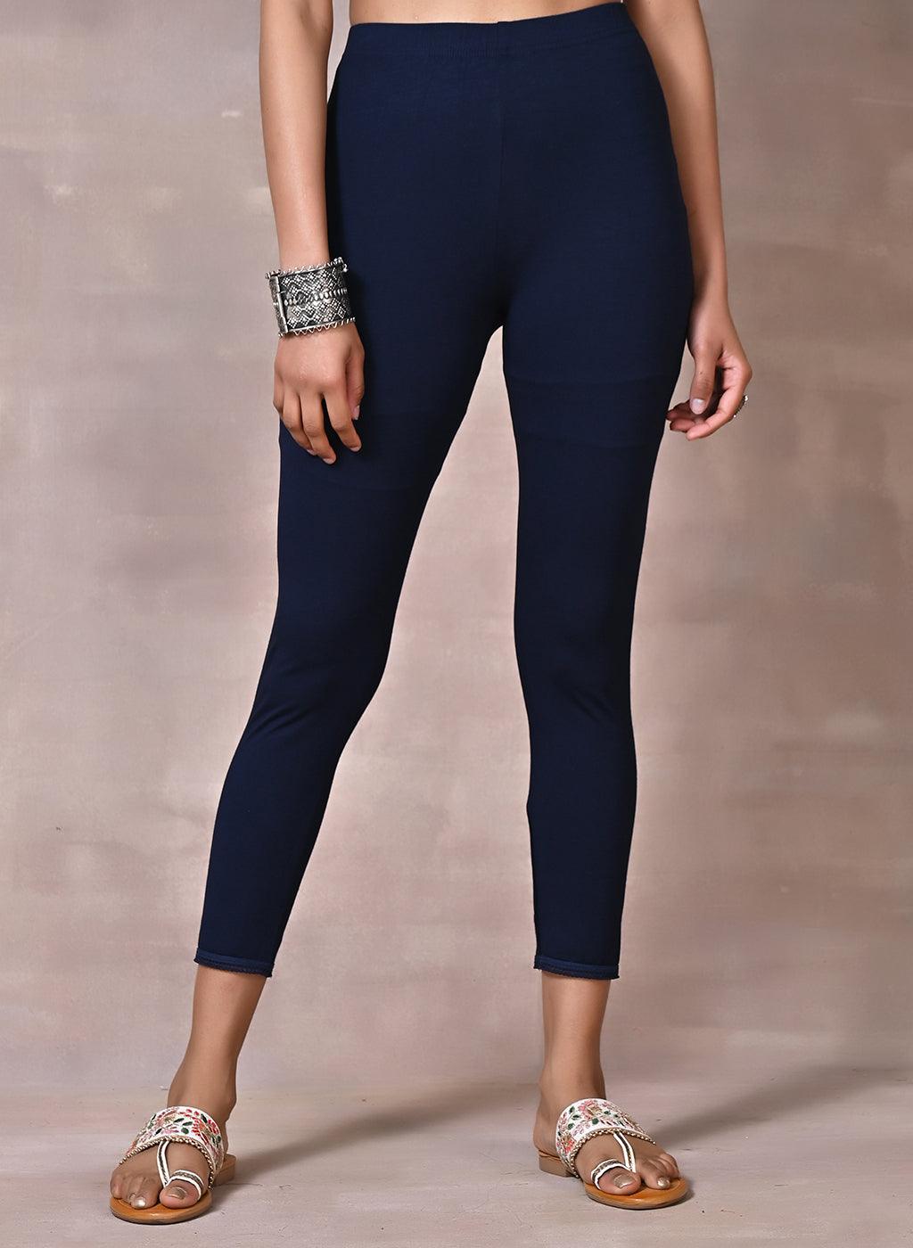 Navy Blue Ankle Length Legging - Lakshita