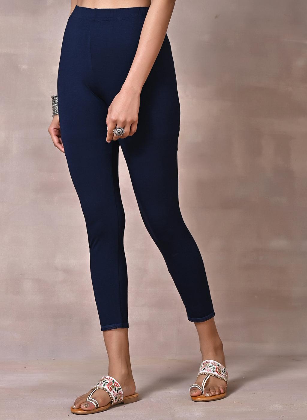 Navy Blue Ankle Length Legging - Lakshita